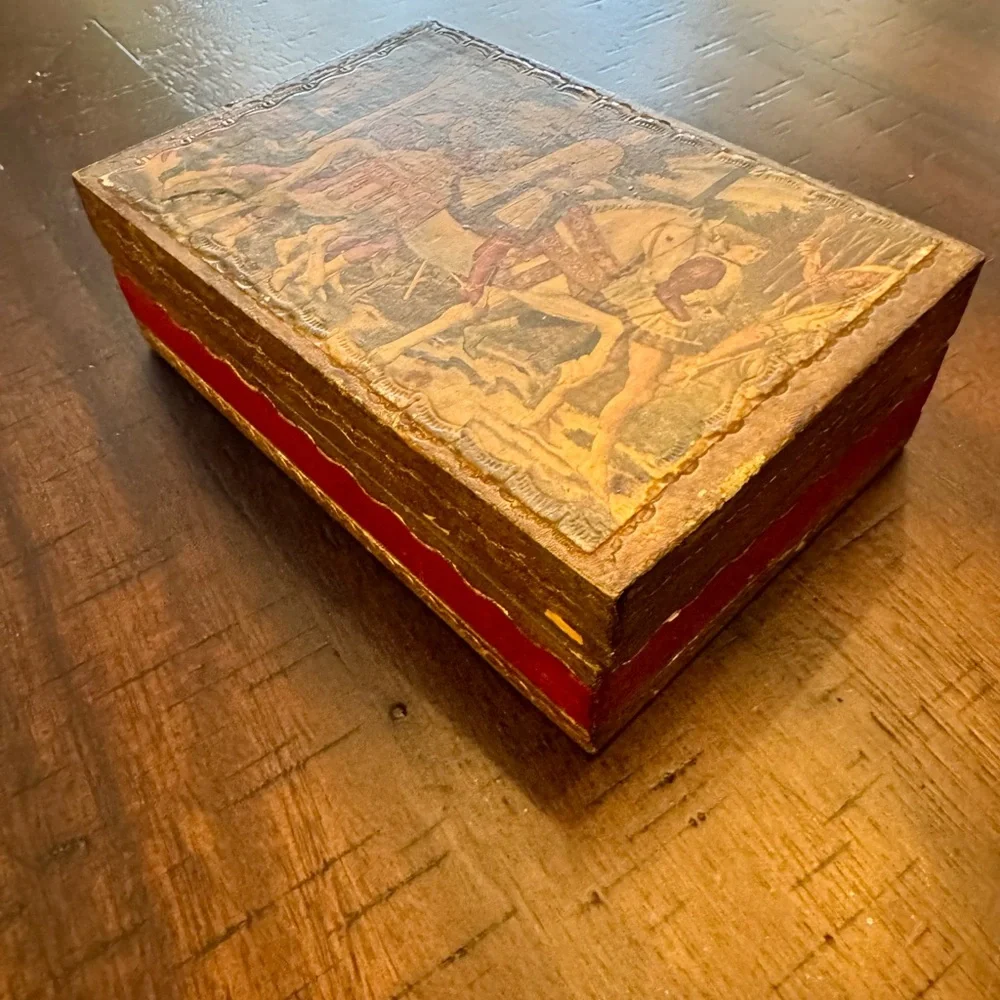 Vintage Italy Florentine Box Medieval Scene English cottage Old world Heritage